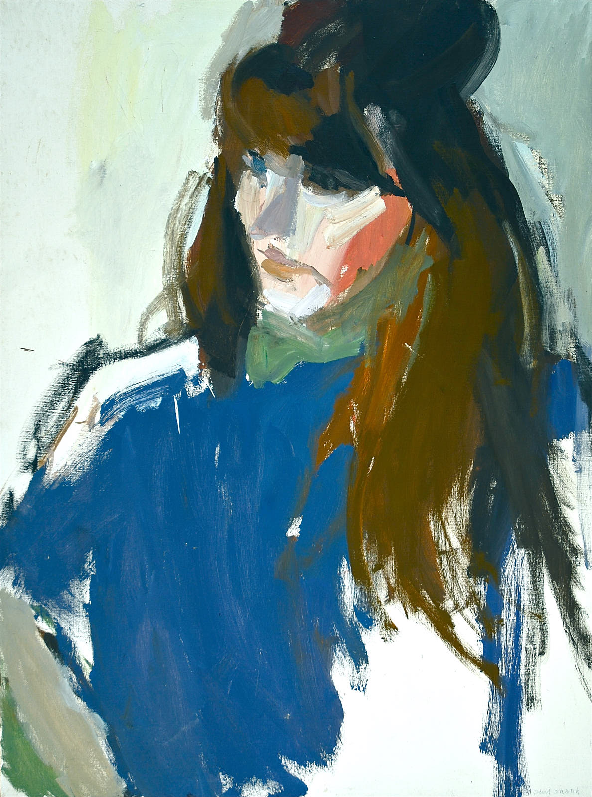 Figure in Blue, 1962 oil on canvas. 40 x 32''