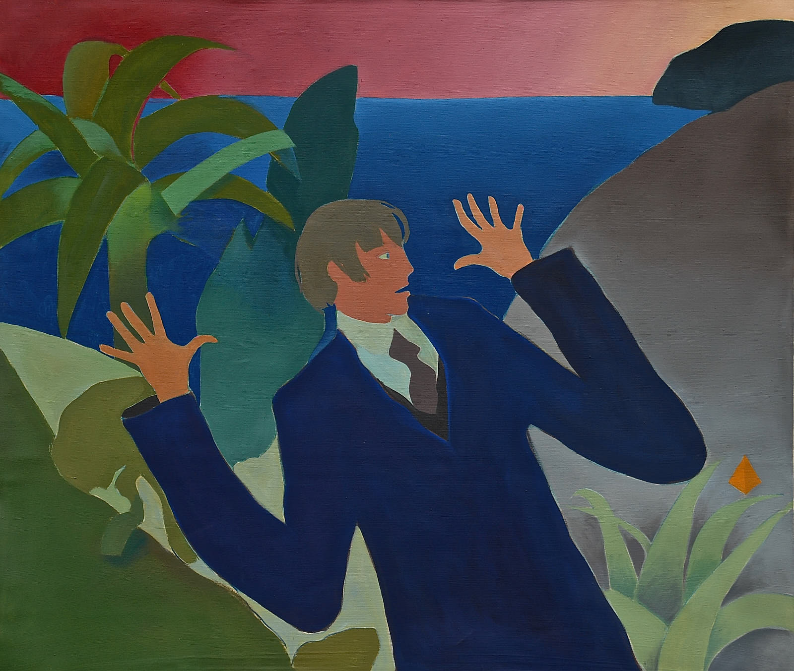 Astonished Man in Menton, 1971 oil on canvas. 55 x 64''