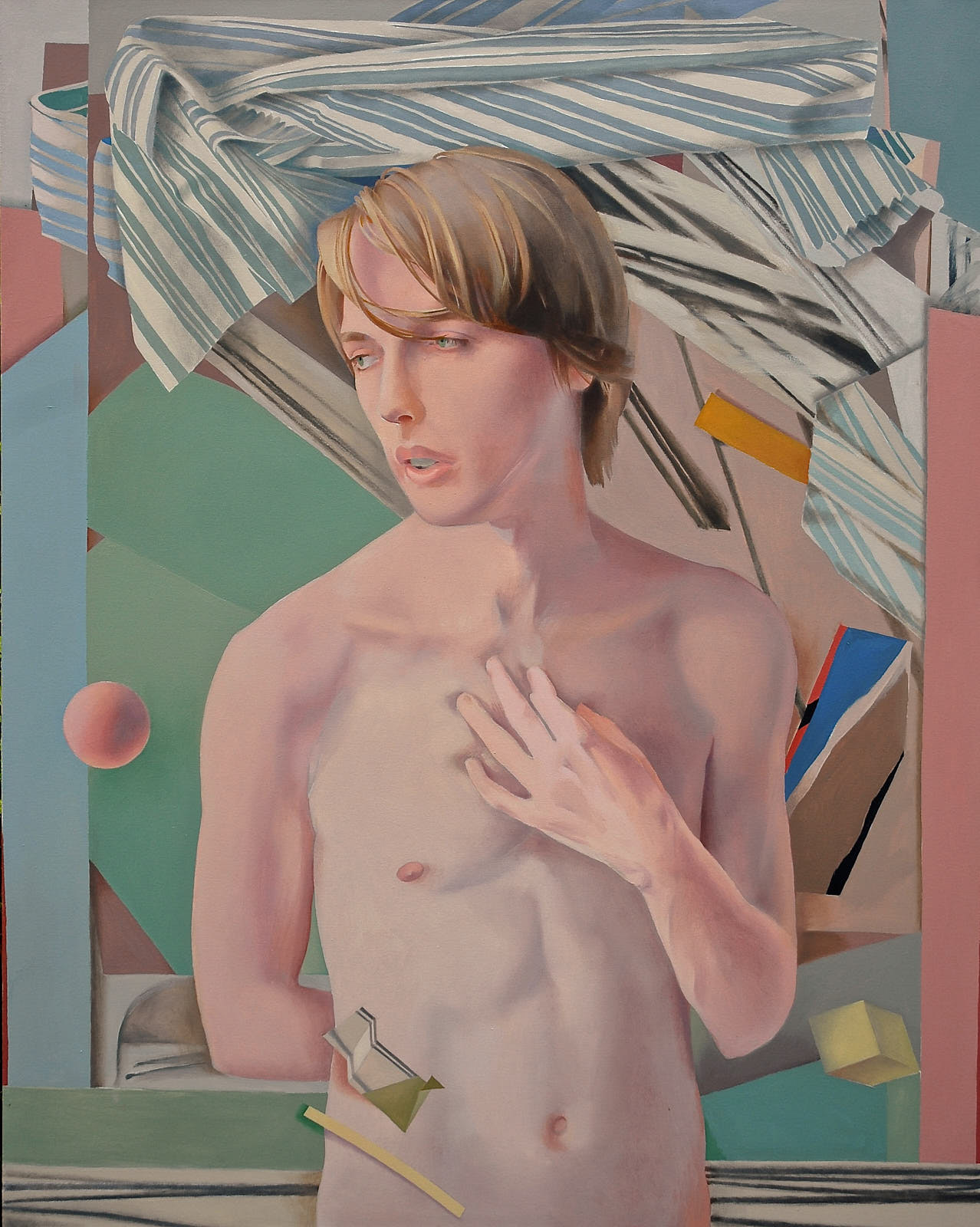 Figure with Sphere, 2013 oil on canvas. 60 x 48''