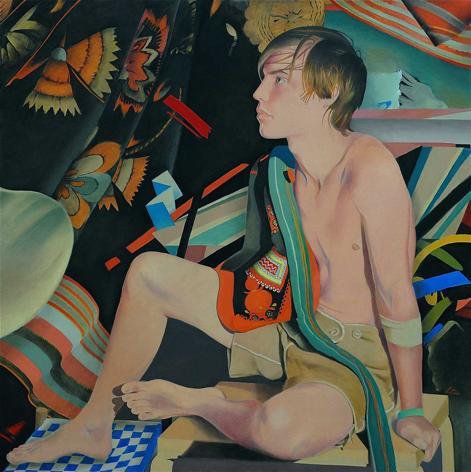 Figure with Croatian Jacket, 2015 oil on canvas. 62 x 62'' private collection