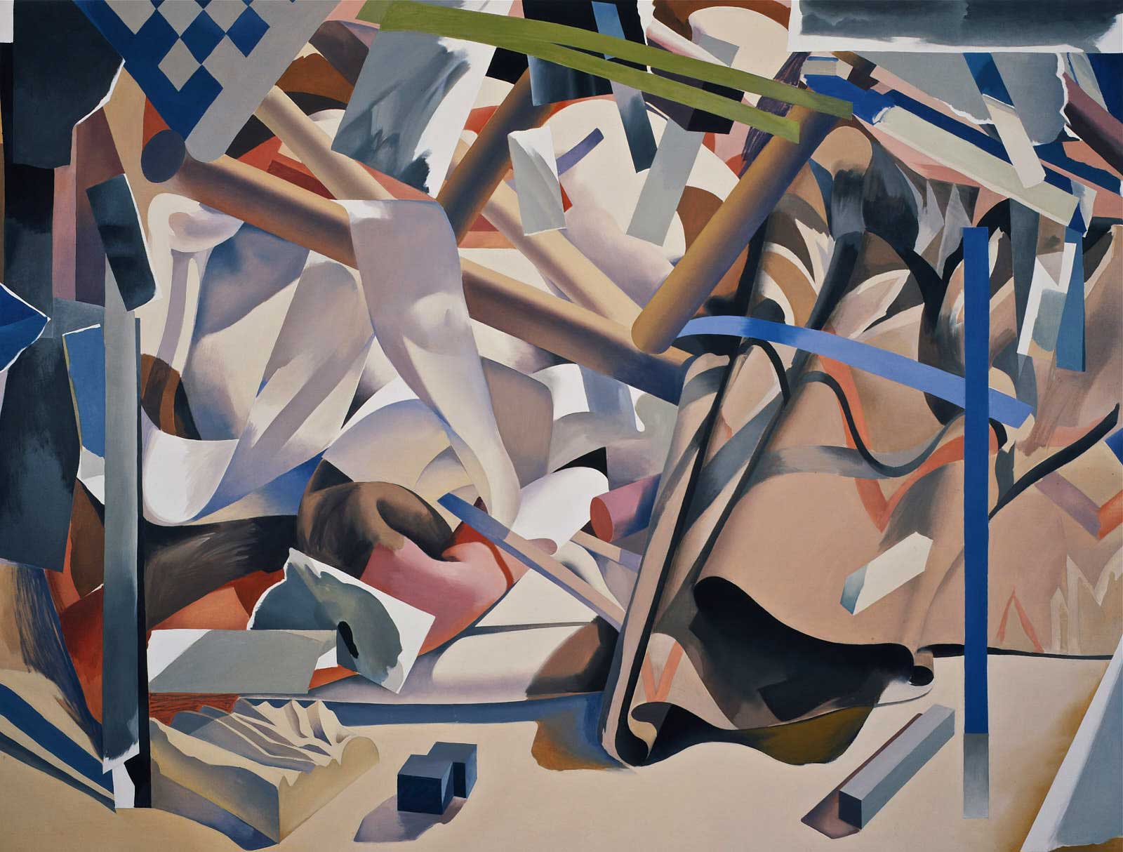 Still Life with Shaker Stool, 1984 oil on canvas. 72 x 96'' collection of Daniel Ullyot